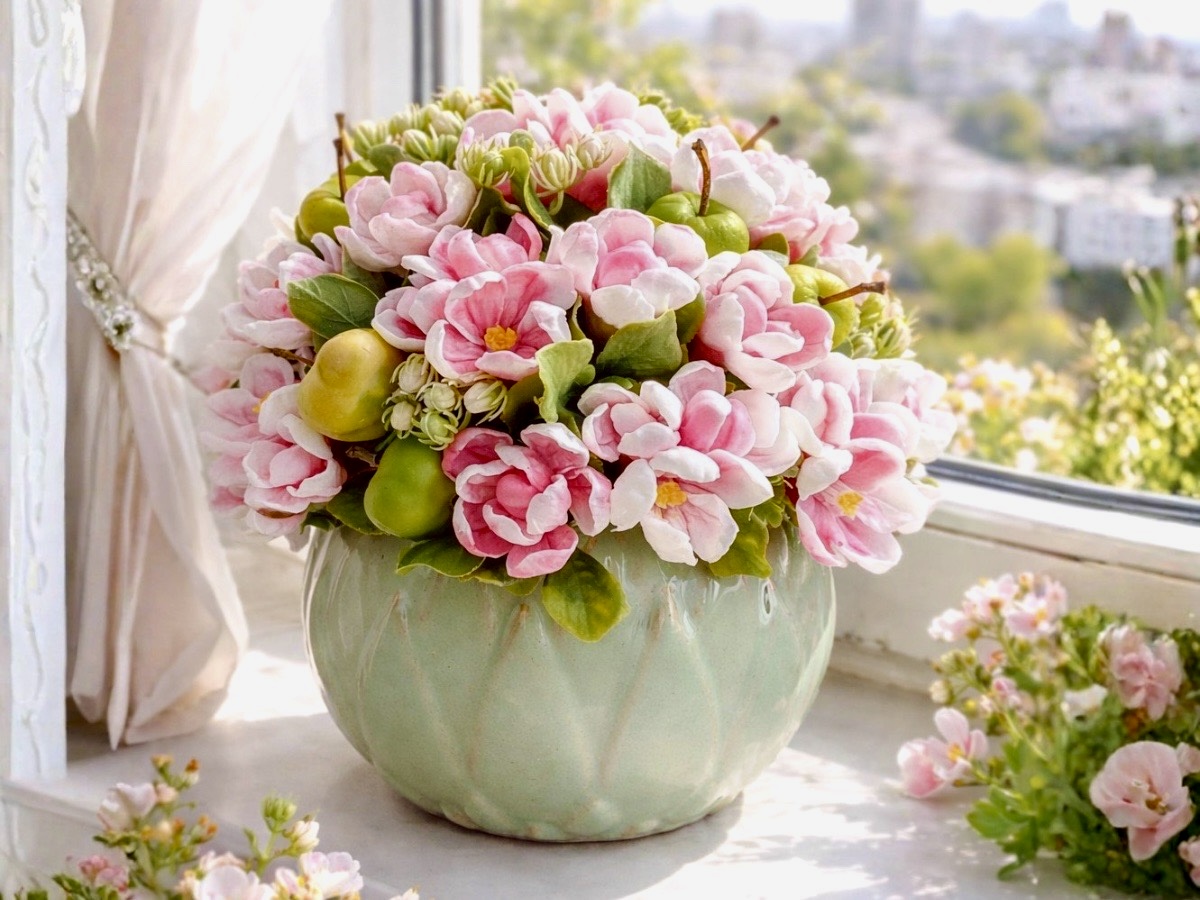 Кошик білих тюльпанів мило